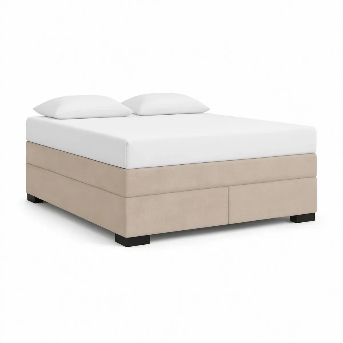 Kontinentalseng 180 x 200 cm i beige polyester med hvid madras