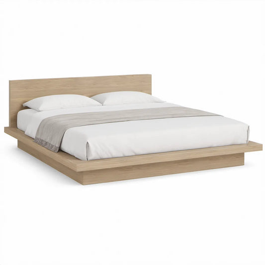 Dobbeltseng i lys eg til madras 180 x 200 cm, 215 x 190 x 95 cm